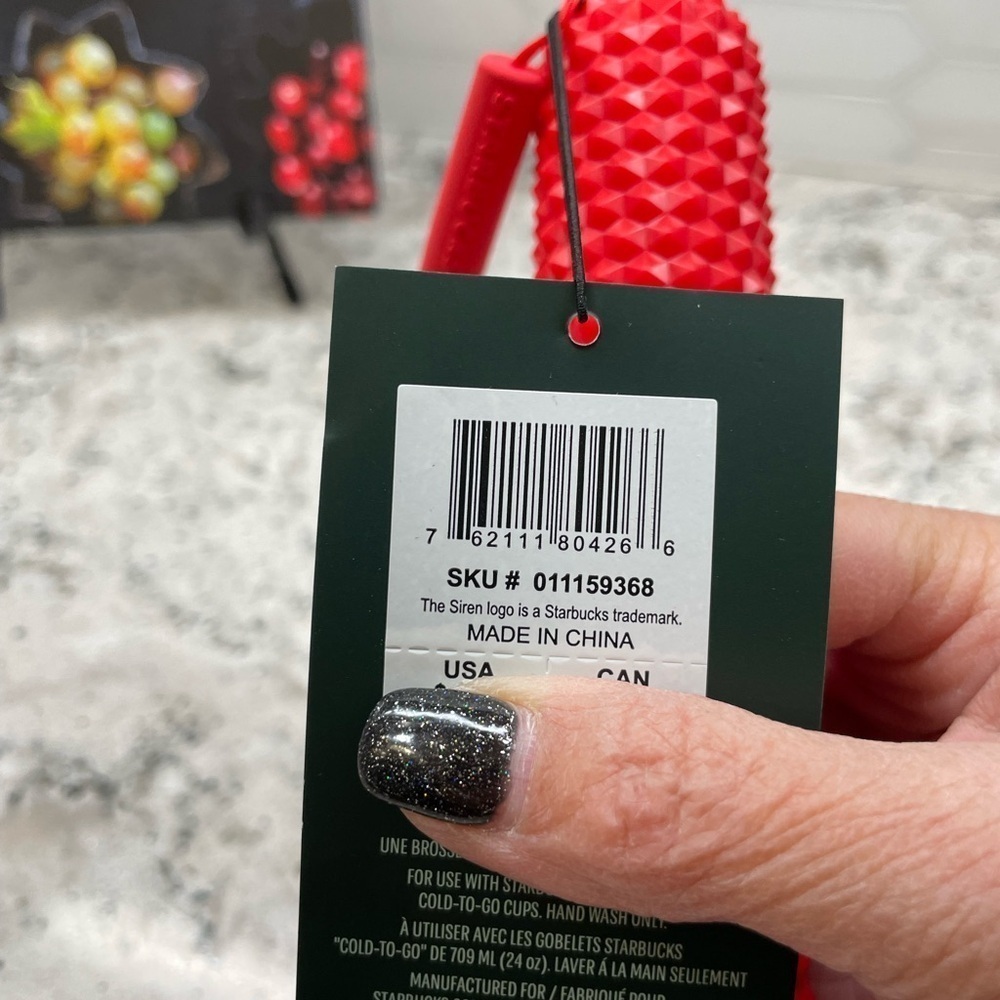 Starbucks 2024 Holiday Red Studded Bling Case & Reusable Straw Kit. NWT - Picture 7 of 7